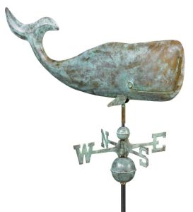 37" whale weathervane - blue verde copper (505v1)