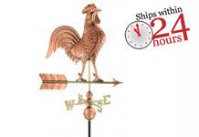 27" rooster weathervane - polished copper (515p) with 24 shipping logo