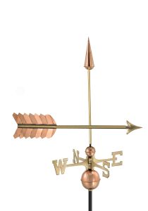 polished copper arrow weathervane