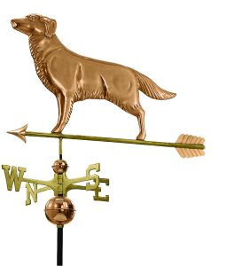 polished copper golden retriever weathervane with arrow
