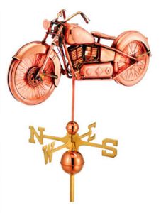 polished copper motorcycle weathervane