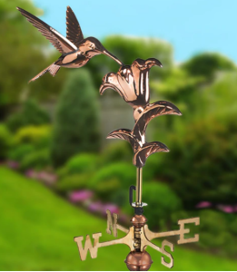polished copper hummingbird garden weathervane with ships within 24 hours logo