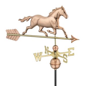 polished copper trotting horse weathervane
