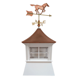 steeple cupola with horse weathervane