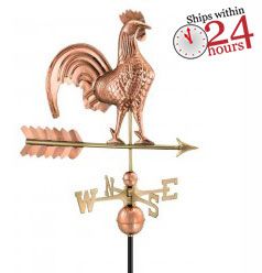 25" rooster weathervane - polished copper (501p) with 24 hour ship logo