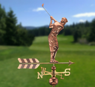 golfer weathervane - polished copper (561p)