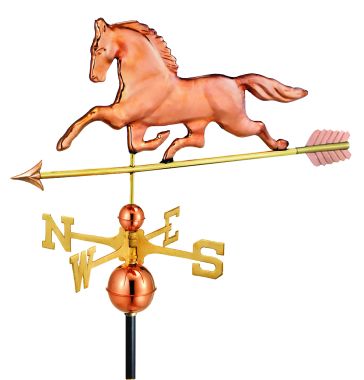polished copper patchen horse weathervane with arrow