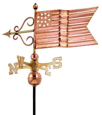 polished copper american flag weathervane