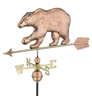 polished copper bear weathervane with arrow