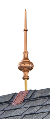 28" morgana polished copper finial with ships within 24 hours logo