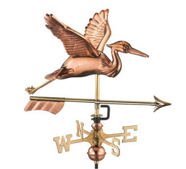 polished copper blue heron garden weathervane with arrow