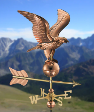 polished copper eagle garden weathervane with ships within 24 hours logo