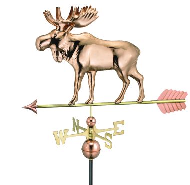 polished copper moose weathervane with arrow