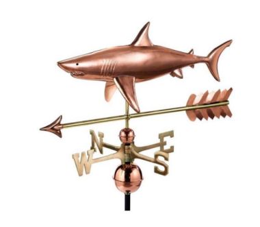 Shark Weathervane with Arrow- Polished Copper (965PA)