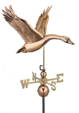 polished copper feathered goose weathervane