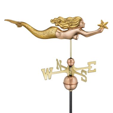 gold leaf accents mermaid with starfish weathervane