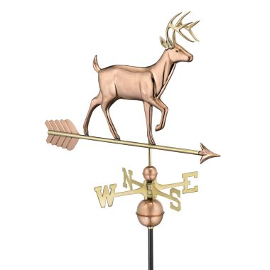 polished copper whitetail buck deer weathervane
