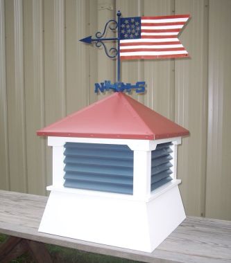 patriot cupola with flag weathervane