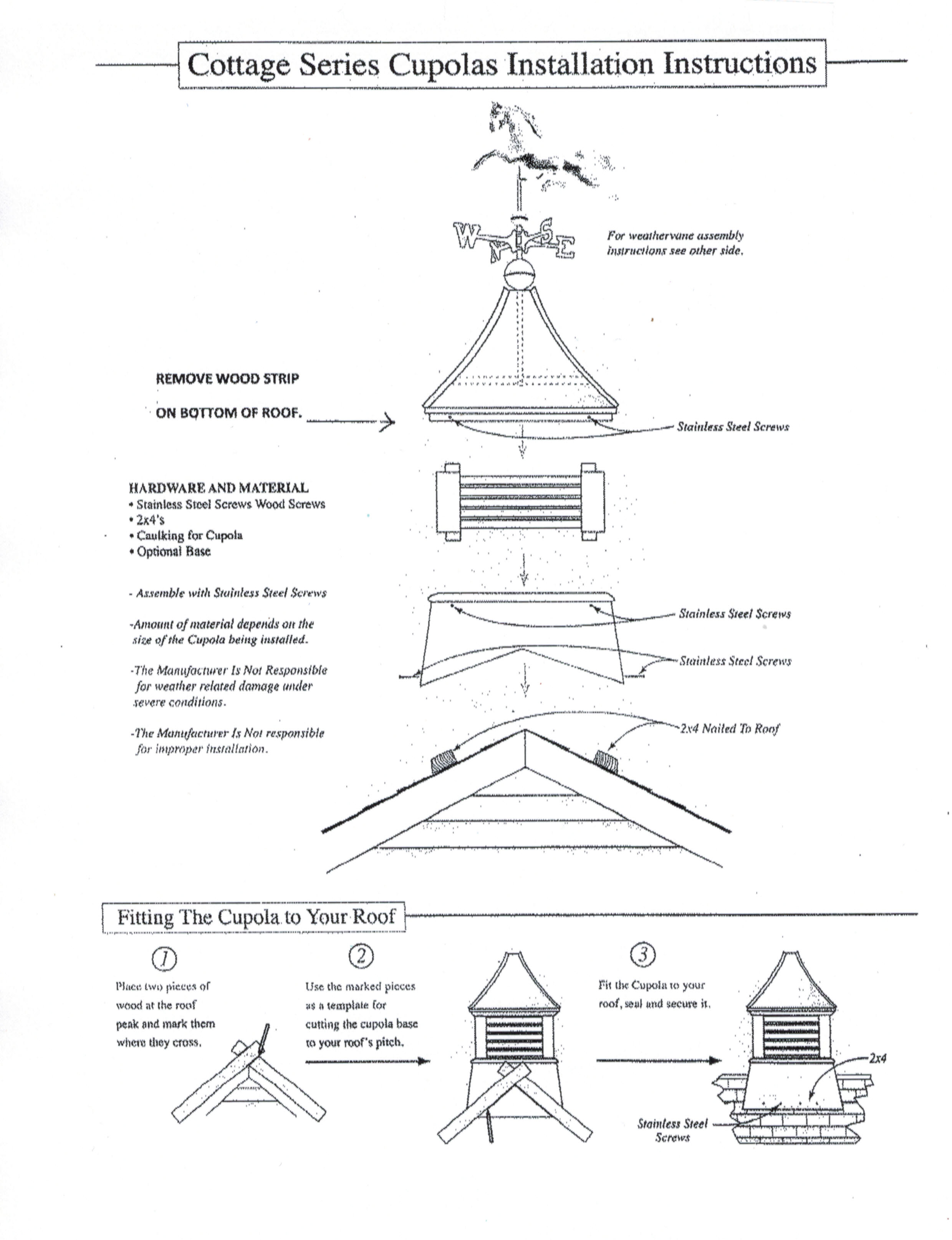 cottage cupola installation guide